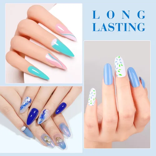 Vista 3 de CANNI - Juego de esmalte de uñas en gel azul de 6 colores 9ML Baby Royal Light Blue – Esmalte de uñas en gel inspirado en el océano Acuario
