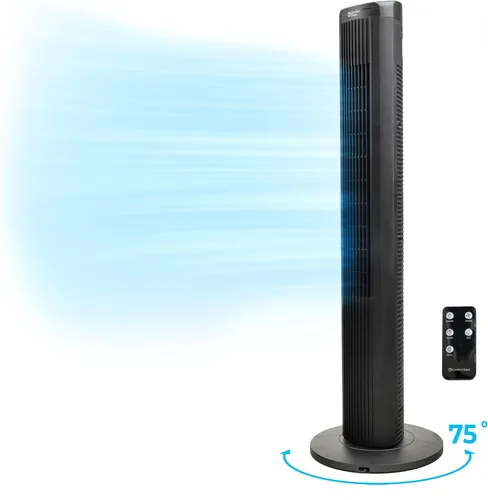Vista 9 de Comfort Zone Ventilador de torre oscilante sin aspas de 40 pulgadas Ventilador de pie silencioso, 3 velocidades y 4 modos, temporizador de 15