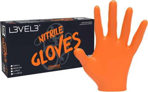 Vista 10 de L3 Guantes de Nitrilo Nivel 3 - Guantes Desechables Profesionales de Servicio Pesado - Sin Látex - Ajuste Ceñido - Caja de 100