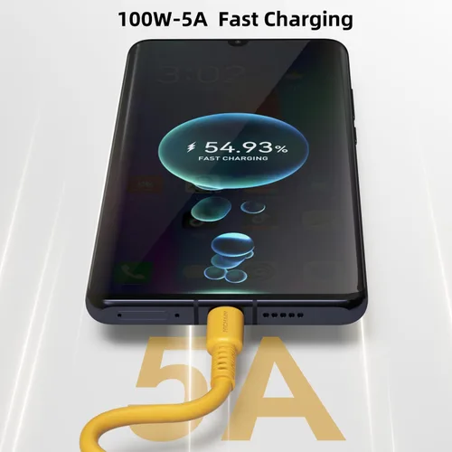 Vista 2 de Hichain Paquete de 2 cables de carga USB A a USB C amarillo de 4 pies, cable de carga rápida tipo C de 100 W, sincronización de datos, cable USB C