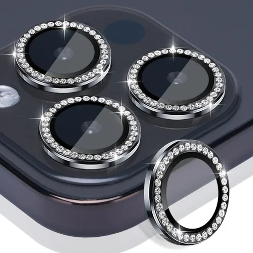 Vista 10 de Protector de lente de cámara para iPhone 15 Pro Max, protector de lente de vidrio templado con anillo de aleación de aluminio, compatible con iPhone