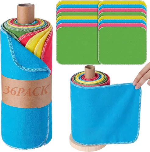 Vista 7 de Paquete de 36 paños de cocina japoneses reutilizables, trapos de limpieza lavables de algodón para el hogar (Azul)