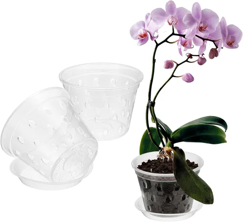 Vista 10 de METALLIXITY Macetas transparentes de orquídeas de 3 pulgadas con agujeros