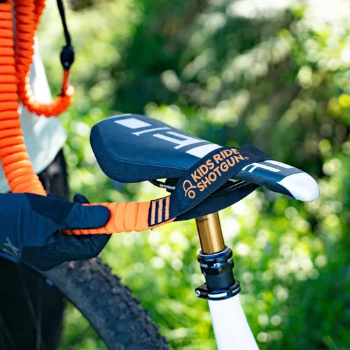 Vista 2 de Escopeta de paseo para niños - Cuerda de remolque MTB - Naranja Cuerda elástica para bicicleta infantil - Naranja