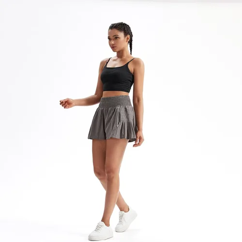 Vista 7 de Pantalones cortos atléticos fluidos para mujer, gimnasio, yoga, entrenamiento, correr, plisados, faldas de tenis, cintura alta, ropa linda de verano