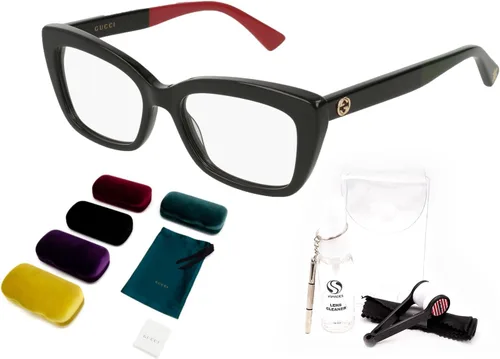 Vista 2 de Gucci GG0165ON - Lentes con forma de ojo de gato para mujer + paquete con kit de gafas de lujo eSHADES, Negro