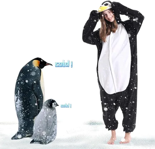 Vista 2 de Adult Penguin Pajamas One Piece Halloween Christmas Cosplay penguin Costume Animal Homewear Sleepwear For Women Men