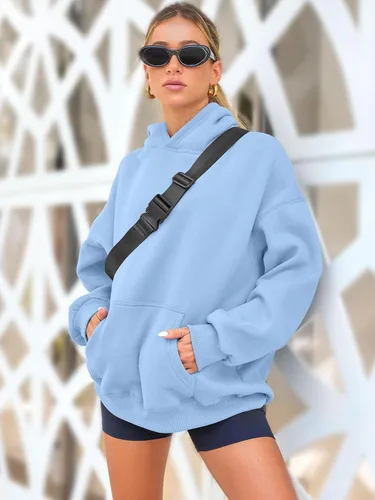 Vista 3 de AUTOMET Sudaderas de gran tamaño con capucha de forro polar para mujer, camisas de manga larga, sudaderas con bolsillo para otoño 2025
