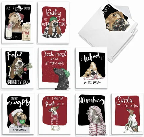 Vista 9 de The Best Card Company - 20 adorables tarjetas de felicitación navideñas (4 x 5.12 pulgadas) - Saludos de cachorros a granel, surtidos