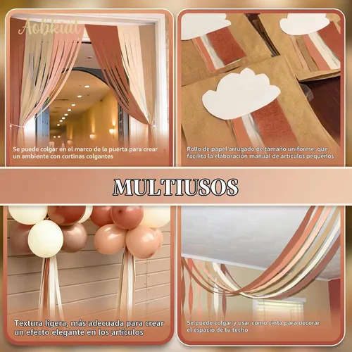 Vista 3 de AOBKIAT Decoraciones de serpentinas de fiesta de otoño para baby shower Marrón
