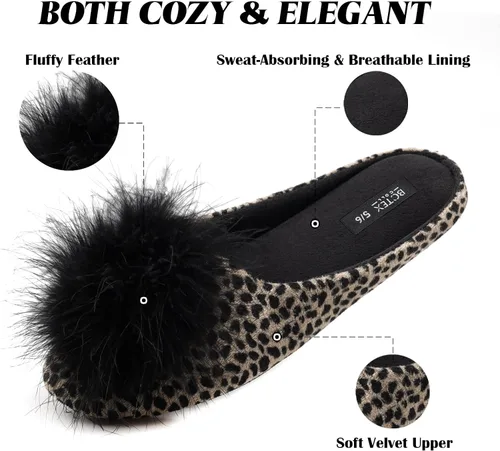 Vista 2 de Bctex Coll Pantuflas de terciopelo acogedoras, para mujer, con espuma viscoelástica, mullida, suela antideslizante, para el hogar y el dormitorio