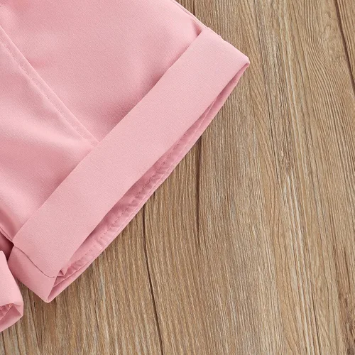 Vista 33 de Adobabirl Conjunto de ropa de verano para niña pequeña, sin mangas, acanalada, top halter y pantalones cortos, ropa de moda para niños con cinturón