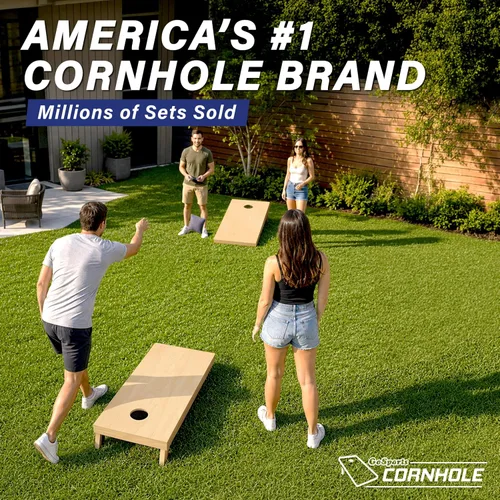 Vista 4 de GoSports 4 ft x 2 ft Regulation Size Wooden Cornhole Boards Set with Natural Wood Stain Finish - Includes Carrying Case