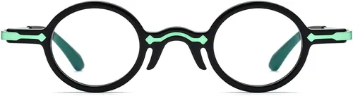 Vista 4 de HEPIDEM Gafas de acetato Marco Aleación Temple Hombres Pequeños Retro Gafas Redondas Mujeres Gafas Ópticas 9215 negro