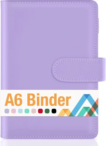 Vista 19 de Sooez Carpeta A5 con 6 anillas, cubierta recargable para cuaderno, organizador pequeño de cuero, carpeta vacía para presupuesto, diario, soporte