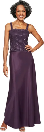 Vista 2 de Lace & Satin Gown with Sheer 34 Sleeve Scalloped Lace Jacket MIDNIGHT 12P