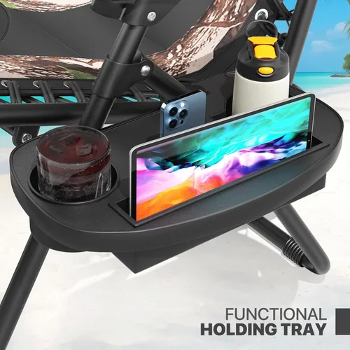 Vista 8 de Magshion Zero Gravity - Juego de 2 sillas reclinables para patio al aire libre con bandeja lateral, reclinables ajustables antigravedad