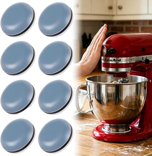 Vista 10 de 8 piezas deslizantes de electrodomésticos para cocina, color negro, autoadhesivos, pequeños electrodomésticos de cocina, fáciles de mover y ahorrar