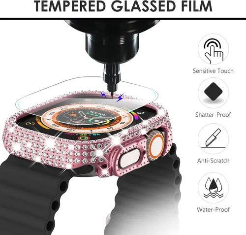 Vista 241 de Surace Bling - Carcasa con protector de pantalla para Apple Watch Series 3, 2, 1 de 1.496 pulgadas