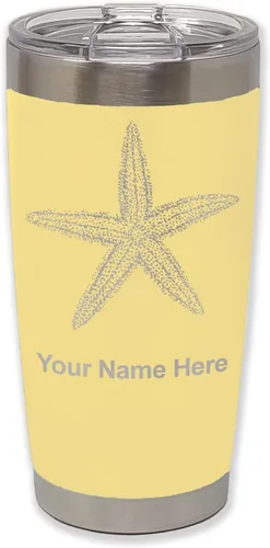 Vista 17 de LaserGram 20oz Vacuum Insulated Tumbler Mug, Starfish, Personalized Engraving Included (Black)