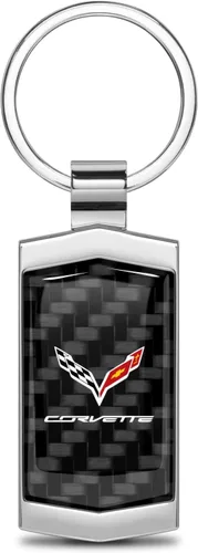 Vista 6 de iPick Image for Chevrolet Corvette C7 Real 3K Carbon Fiber Metal Case Key Chain