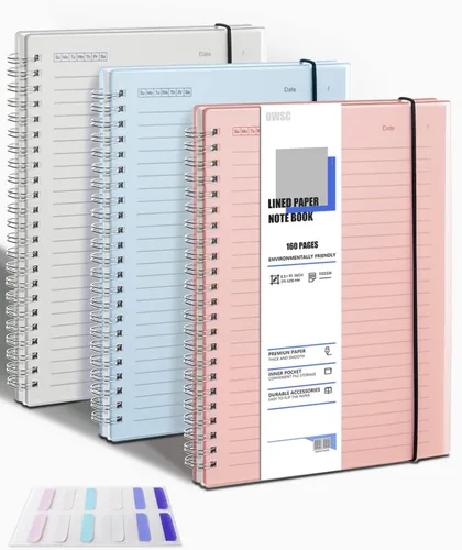 Vista 8 de OWSC Paquete de 3 Cuadernos de Puntos, Cuadernos en Espiral de 8.5 x 11 Pulgadas para Trabajo, Escuela y Diario con Papel Punteado de 110 GSM