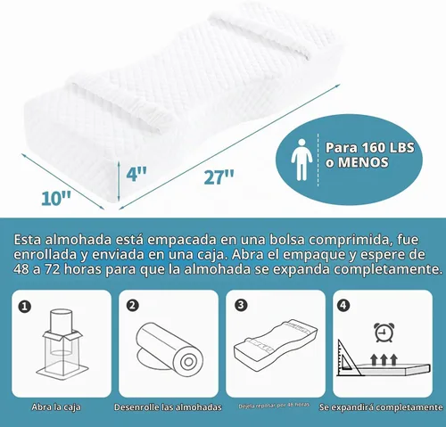 Vista 3 de HOMBYS Almohada de rodilla de espuma viscoelástica para dormir de lado, almohada de piernas para dormir con correas, elevación de cadera y piernas