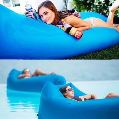 Vista 3 de Inflable impermeable al aire libre sofá camping cama portátil Airbed Sofá (azul)