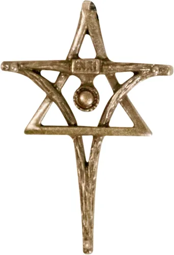 Vista 12 de Inri Colgante Cruz Cristiana Mesiánica y Estrella de David Aleación de oro.