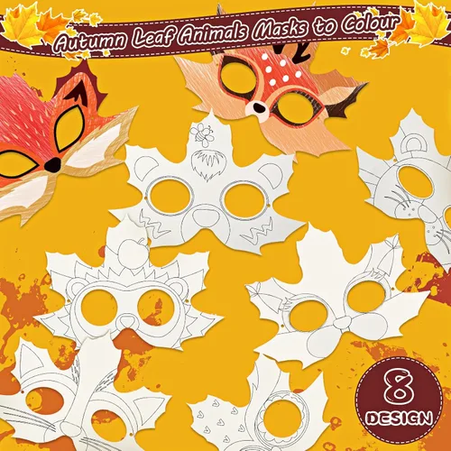 Vista 3 de Funrous 48 piezas de kits de manualidades de otoño Hoja de arce DIY máscara