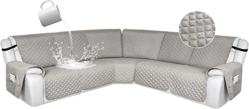 Vista 194 de HDCAXKJ Fundas de sofá seccional reclinable 100% impermeable, forma de L, funda de sofá reclinable lavable acolchada suave para mascotas, perro
