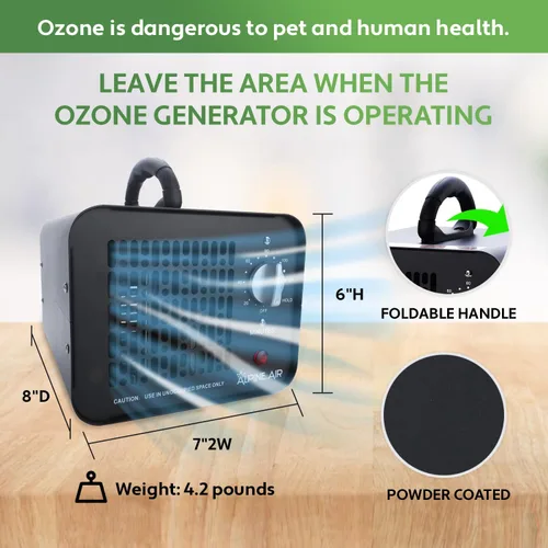 Vista 2 de Alpine - Generador de ozono de 125 W, 70,000 mg/h, ionizador de aire, eliminador de olores de ozono para el hogar y la cocina, máquina de ozono