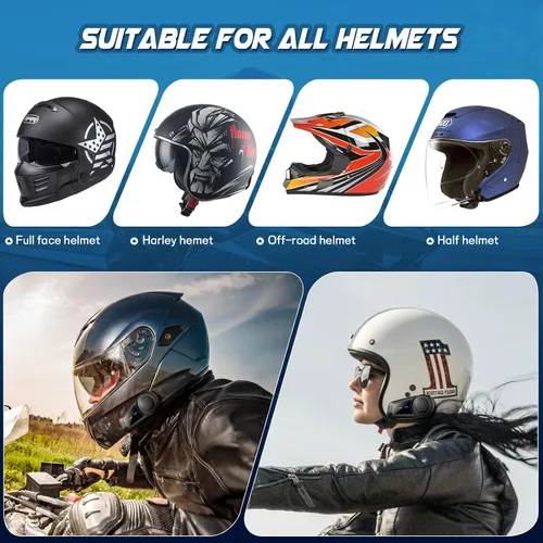 Vista 5 de MAXTO Auriculares Bluetooth M2 para motocicleta, casco de motocicleta Bluetooth 5.0, 6 vías 3280 pies, sistema de comunicación de intercomunicación
