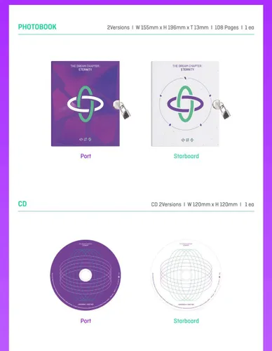 Vista 2 de TXT THE DREAM CHAPTER:ETERNITY Album RANDOM VER CD+Photo Book+Sticker+3 Card SEALED+TRACKING CODE K-POP SEALED