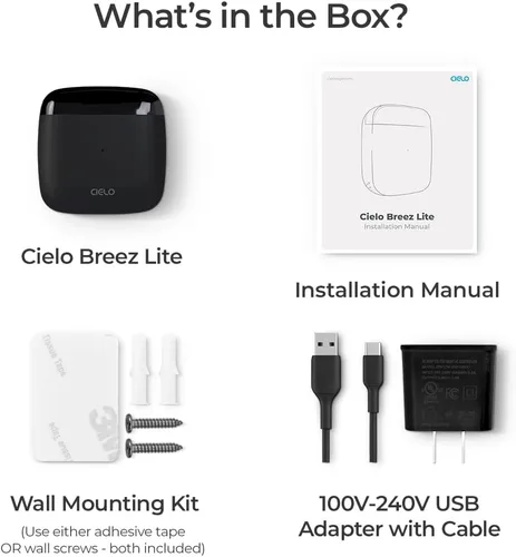 Vista 2 de Breez Lite - Controlador inteligente de CA para mini-split, ventana, ACS portátil (negro) WiFi Controller, Alexa, Google, Siri Shortcuts