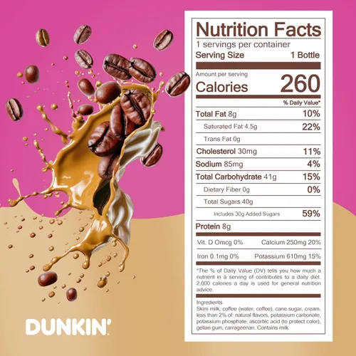Vista 2 de Dunkin' Botella de café helado de vainilla francesa Donuts de 13.7 onzas líquidas