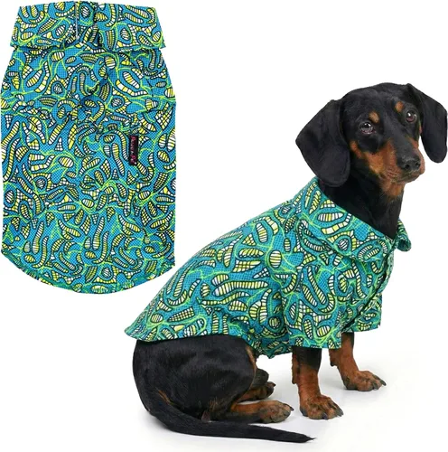 Vista 45 de Parisian Pet Camisa para perro de Amazonia - Ropa de algodón para perros pequeños - Elegante traje tropical para perros - Ropa ligera y suave