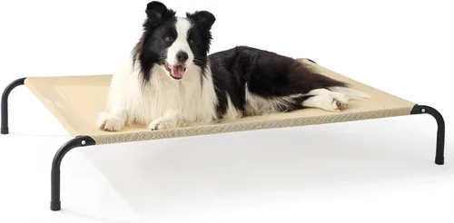 Vista 9 de Bedsure Camas elevadas para perros al aire libre para perros pequeños, cama portátil elevada para mascotas con hamaca para mascotas con patas Gris