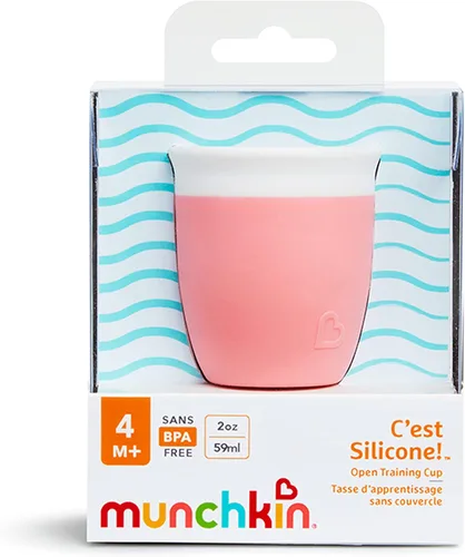 Vista 6 de Munchkin Taza de entrenamiento para sorber, taza pequeña de silicona abierta para bebés y niños pequeños de 4 meses de edad en adelante, 2 onzas