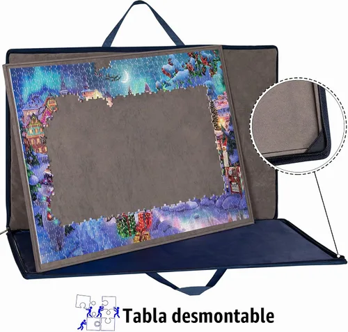 Vista 2 de Lavievert Tablero de rompecabezas de 1000 piezas con funda acolchada, funda portátil con 4 bandejas de clasificación y tabla desmontable