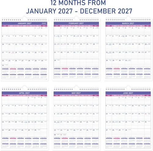 Vista 4 de Calendario de pared 2026, calendario de pared pequeño 2026, enero de 2026 a diciembre de 2026, 8.5 x 11 pulgadas, encuadernación de doble alambre