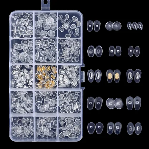 Vista 2 de JANYUN Kit de reparación de lentes, 1500 piezas más completo de tornillos y almohadillas nasales con 6 destornilladores y 3 herramientas