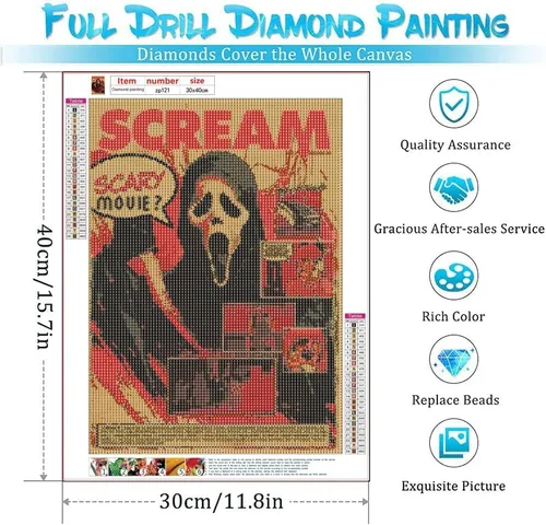Vista 2 de Kits de pintura de diamante para adultos, kits de arte de diamante de Halloween para niños principiantes, 5D, taladro completo, diamantes