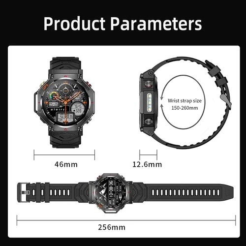 Vista 8 de [Usado] SW8 (negro) 1.39 pulgadas elegante reloj inteligente para hombres, llamadas Bluetooth, asistente de voz AI, 107 modos deportivos, 3ATM