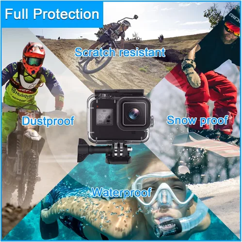 Vista 2 de Para Gopro Hero 8 Accesorios Negro Protección Impermeable Carcasa Caso Buceo 60M Protector para Gopro Hero 8 Deportes Cámara, IP68