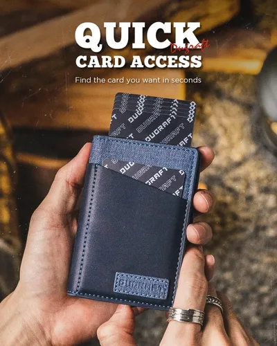 Vista 2 de DUGRAFT Cartera para tarjetas con ventana de identificación, para hombre, bloqueo RFID, minimalista, delgada, plegable, funda para tarjetas