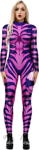 Vista 27 de Disfraz de esqueleto de calavera para Halloween para mujer, overol elástico y ajustado Skull Skeleton Costume Jumpsuits Stretch Skinny Catsuit