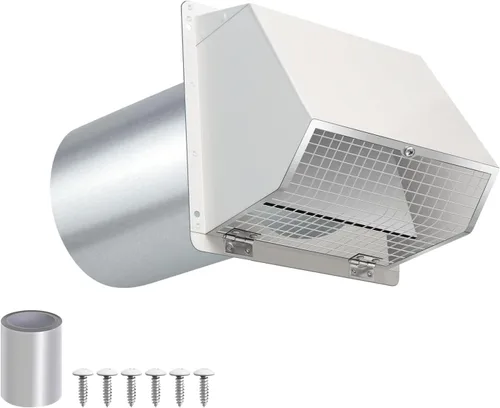 Vista 18 de Cubierta de ventilación para secadora de 3 pulgadas, rejilla de ventilación de pared con pantalla y amortiguador, cubierta de ventilación exterior
