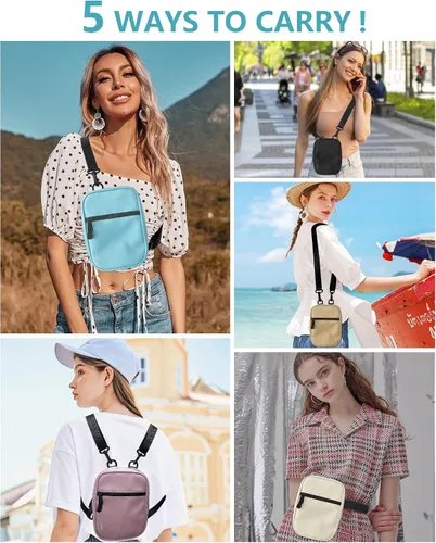 Vista 6 de Bandoleras cruzadas para mujer, a la moda, convertibles, multiposición, riñonera para mujer