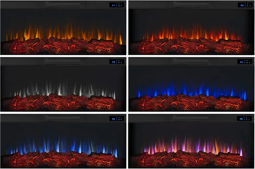 Vista 5 de Real Flame Chimenea eléctrica de paisaje, calentador de chimenea reemplazable, efecto realista de registro y llama, temporizador